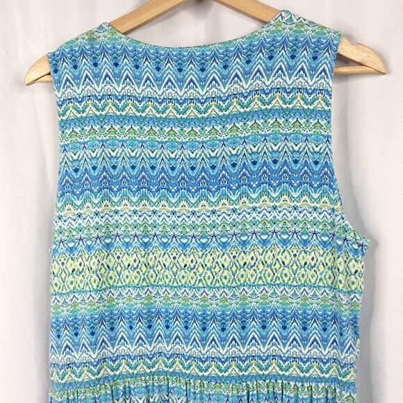 J JIll Maxi Dress Womens Large Blue Green Aegean Sleeveless Tank Surplice V-Neck - Picture 5 of 8